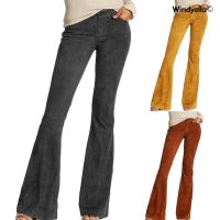 CODpz119nb WCM☽Women Retro Casual High Waist Solid Color Wide Leg Pants Bell-Bottom Trousers