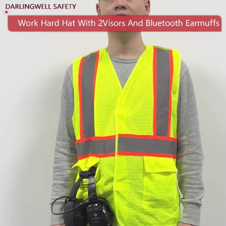 Bluetooth Earmuffs Safety Helmet With Visors For Engineer ABS ANSI