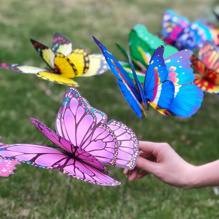 6/12/24PCS Bunch Of Butterflies Garden Yard Planter Colorful Whimsical  Butterfly Stakes Decoracion indoor and outdoor decoration | Lazada PH