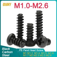 500/ 200/ 100pcs M1 M1.2 M1.4 M1.5 M1.6 M1.7 M2 M2.3 M2.6 PB Pan Head Black Electronic Micro Screws Phillips Self-tapping Screw