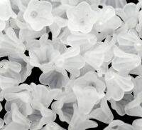 DoreenBeads White Lily Flower Frosted Acrylic Beads For Four Seasons 14x10mm 40 pcs Beads