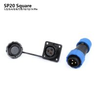 【CW】 SP20 IP68 with 4 hole Flange waterproof connector plug and socket 1/2/3/4/5/6/7/9/10/12/14Pin Electric Aviation