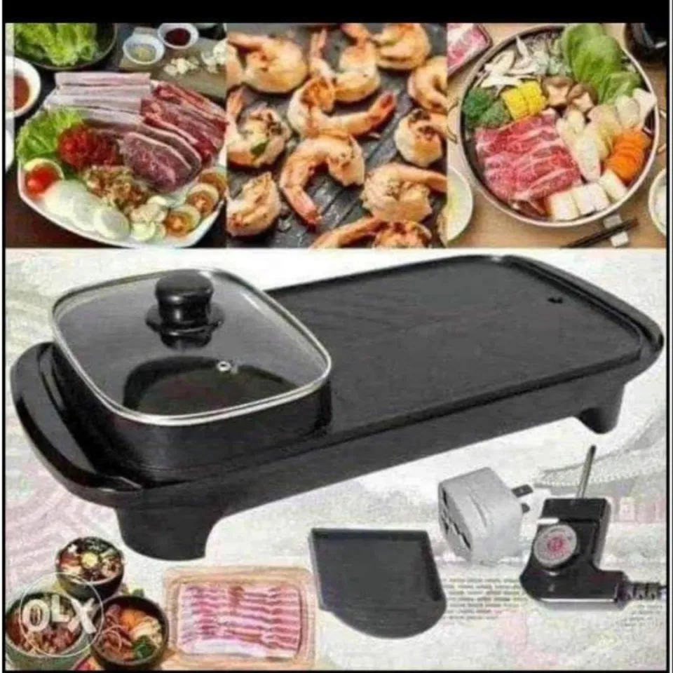 2 in 1 Electric Grill Indoor Hot Pot Barbecue Multifunctional, Indoor  Teppanyaki Grill/Shabu Shabu Pot with Divider - Separate Dual Temperature  Contral, Capacity for 2-12 People 