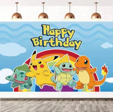 Pokemon Pikachu Cartoon Birthday Banner Bunting Toppers Balloon