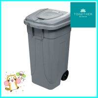 ถังขยะเหลี่ยม ฝาเปิด-ปิด มีล้อ เรืองวา 100L สีเทาSQUARE DUSTBIN WITH WHEEL REANGWA 100L GREY **บริการเก็บเงินปลายทาง**