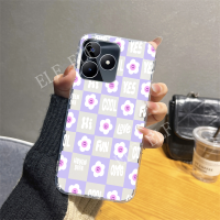 เคสโทรศัพท์นิ่ม2023โปร่งใสใหม่สำหรับ Realme C53ลายตารางดอกไม้ซิลิโคน TPU ปลอกโทรศัพท์มือถือ C55NFC C55 C30 C30S C31ฝาครอบ C35 C33