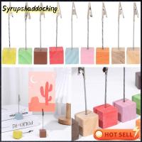 SYRUPSHADDOCKING 1PC ของตกแต่งบ้าน DIY รูปทรงสี่เหลี่ยม ไม้ ตกแต่งเดสก์ท็อป บันทึกข้อตกลง Place Card ที่ใส่หมายเลขโต๊ะ ที่หนีบขาตั้ง คลิปรูปถ่าย