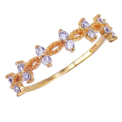 Tips Gallery แหวนเงินแท้ 925 หุ้มทองคำแท้ 24K เพชร CZ 0.42 กะรัต รุ่น Infinity Princess Ring Design TRS090 บริการเก็บเงินปลายทาง