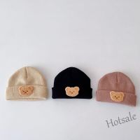 【hot sale】✚ C05 Cartoon Bear Solid Knitted Baby Hat Soft and Elastic Outdoor Warm Boys and Girls Woolen Hat