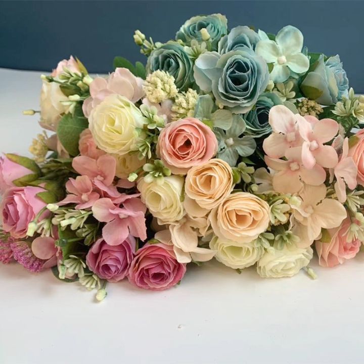 a-shack-พวงของดอกโบตั๋นประดิษฐ์ที่สวยงามดอกกุหลาบดอกไม้ผ้าไหม-diy-บ้านสวนงานแต่งงานตกแต่งดอกไม้ประดิษฐ์