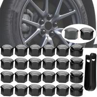 17MM 24Pcs Black/Grey Car Wheel Nut Cap Protection Covers Caps Tool Anti-Rust Auto Hub Screw Cover Tyre Bolt Exterior Decoration Nails  Screws Fastene