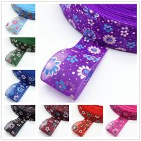 5 yards 25mm Printing Flower Organza Ribbons For Flower Gift Packing Wedding Decoration DIY Gift Wrapping  Bags