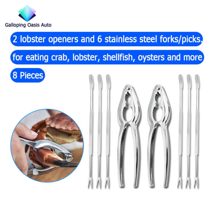 [Cashback]Seafood Tool Kit, Stainless Steel Crab Leg Cracker and Forks Nut Cracker Set Shellfish
