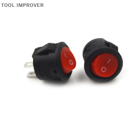 TOOL IMPROVER 10pcs 16mm เส้นผ่าศูนย์กลางรอบเรือโยกสวิตช์ MINI 2 PIN ON-OFF Rocker Switch 3A/250V