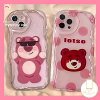 MissConnie เคสสำหรับ A16 Oppo A57 A95 A17k A15 A12 A96 A7 A54s A17 A5s A92 A52 A9 A76 A5 A1k A16K A74 A54 A16s A77 A53การ์ตูนหมีสตรอเบอร์รี่ A55 Lotso ขอบโค้งงอ