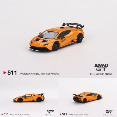 MINI GT 1:64 Huracan STO Arancio Borealis Diecast Diorama Car Model Collection Miniature Carros 511 In Stock