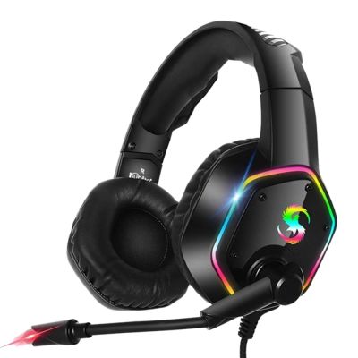 Kubite for PS4 Gaming Headset with Noise Cancelling Mic Headphones RGB Light Surround Bass Stereo Headphones for PC Smart Phone