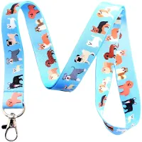 Dog Parade Lanyard Key Chain Id Card Pass Gym Mobile Badge Holder Cute Puppy Paw Prints Neck strap Key Holder-Huidkeir