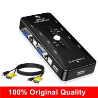 Original KVM Switch Box 4 Port 4K Support 1920*1440 Resolution USB VGA Splitter PC Display Selector For Games and DVR Monitor Adapters