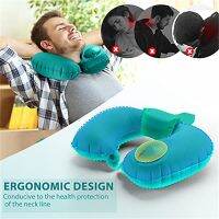 U-Shape Travel Pillow Automatic Air Inflatable Airplane Car Pillows Ring Pillow Folding Press Type Pillow opblaasbaar reiskussen Travel pillows