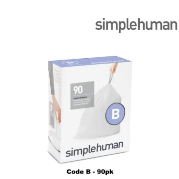 Simplehuman Code B Custom Fit Liners Tall Kitchen Drawstring Trash Bags, 6 Liters - 90 count