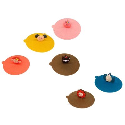 Silicone Cup Lids Cartoon Glass Cup Cover Reusable Anti-Dust Cup Covers for Mugs Animal Shape Hot Drink Cup Lids 12Pcs