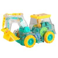 Excavator Toy Light Up Electric Music Lighting Construction Trucks Toys With Universal Wheel Transparent Building Sand Box Toy Car Suitable For Party Educational Kids Christmas Gift cute