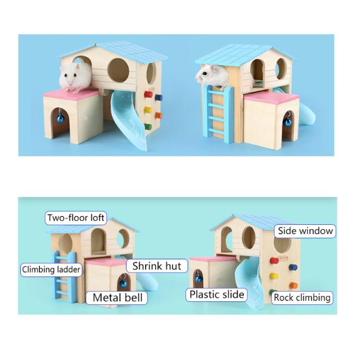 hamster-house-gym-exercise-funny-ladder-slide-bell-climbing-wooden-hut-toy-pet-small-animal-play-hideout-nest