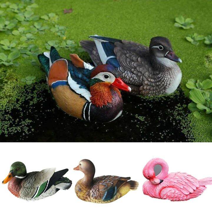 swan-mandarin-duck-statue-hunting-shooting-decoy-lawn-ornaments-garden-pool-pond-decors-flamingo-sculptures-artificial-animal