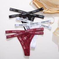 Sexy Mesh G-string Panties Women FINETOO Letter Cross Female Underpants Thongs Pantys Underwear Women Intimates M-XL