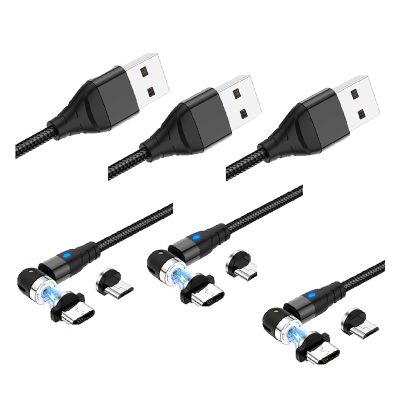 3.3Ft Magnetic Charging Cable Black Magnetic Charging Cables 540° Rotation Magnetic Phone Charger.USB C Cable, Micro-USB