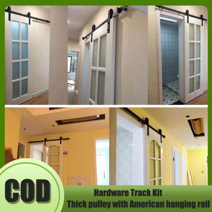 4.9FT/6FT/8FT Carbon Steel Rustic Interior Wooden Barn Sliding Door