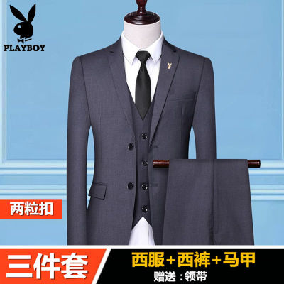 ■㍿❂ hnf531 OUY347 Playboy ชุดสูทชายการเพาะปลูกด้วยตนเองฉบับภาษาเกาหลีที่ดีที่สุด Man เจ้าบ่าวชุดแต่งงานการสวมใส่อย่างเป็นทางการชุดลำลองเล็กๆ