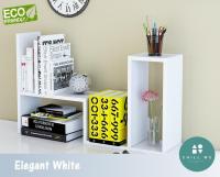 DIY 3in1 Book Shelf วางหนังสืออย่างง่ายบนโต๊ะ 44x16x70cm (ใหญ่)  ชั้นวางหนังสือ เครื่องเขียน สามารถเก็บของ เนื้อไม้ หนังสือ ชั้นวางของบนโต๊ะ ชั้นวางหนังสือ ชั้นวางของ BookShelf Organizer DIY stand northern europe style white wood black design