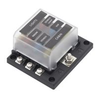 12V 32V Yacht Boat Car Blade Holder Fuse Box 6 Ways Modified Terminal Block Fuse with M5 Stud Plastic Cover Fuses Accessories