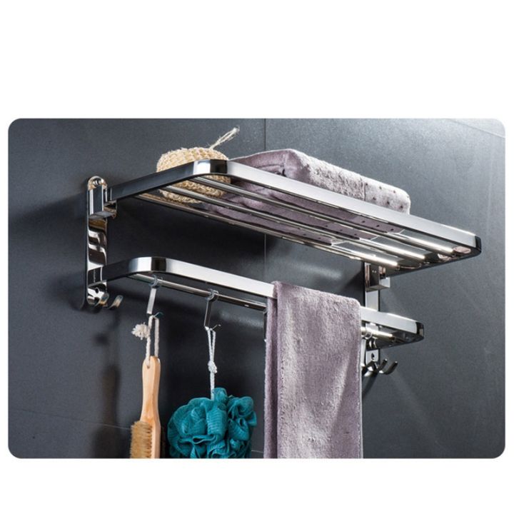 multifunctional-stainless-steel-anti-rust-toilet-bathroom-foldable-towel-rack-wall-mounted-storage-double-level-with-hooks-rod-hanging-bar
