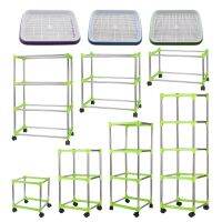 【 Party Store 】 Super Strong Stainless Steel Plastic Rack Plant Rack with Adjustable Shelves and Wheels Plant Seedling Nursery Storage Tray