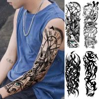 hot【DT】 Large Arm Sleeve Transfer Tattoos Anubis Egyptian Totem Compass Temporary Sticker Fake Tatoo Men