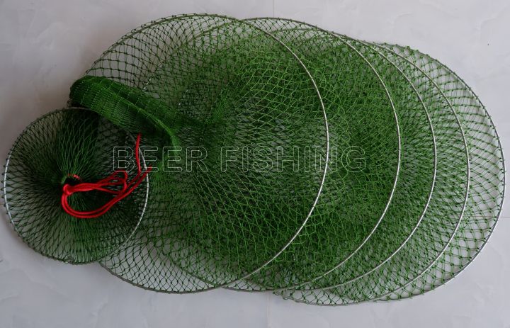 กระชังใส่ปลากระชังถักมือกระชังใส่ปลาเชือกไนลอน-ขนาด-29x220ซม-สีเขียวเข้มและเขียวขี้ม้า