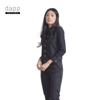 dapp Uniform เสื้อเชิ้ตแขนยาวผู้หญิง Womens Black Longsleeves Oxford Button Down Shirt สีดำ (TBLB1002)