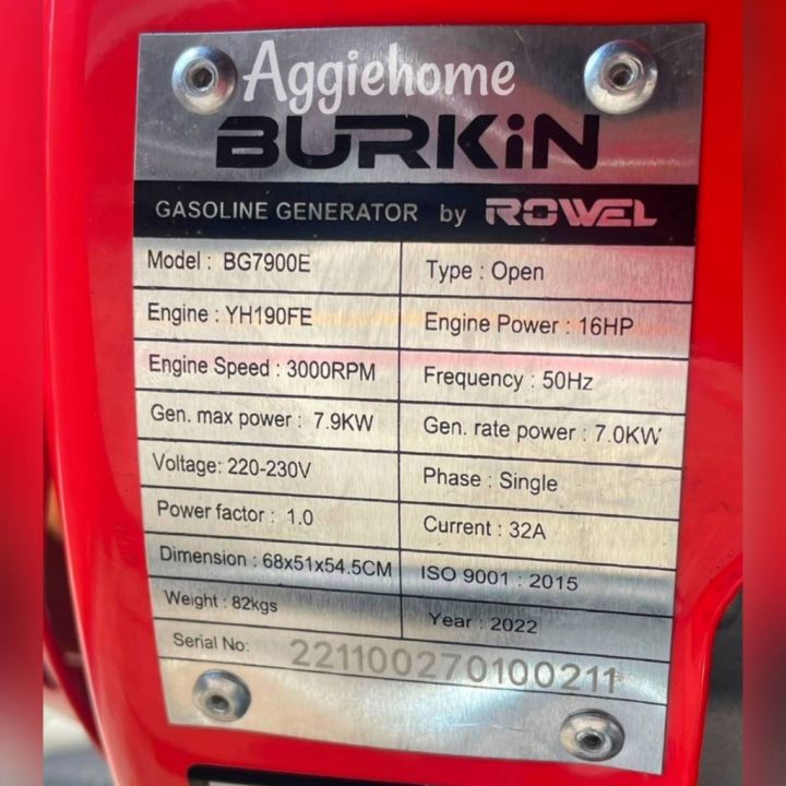 burkin-เครื่องปั่นไฟ-เบนซิน-รุ่น-bg-7900e-เครื่องยนต์-4จังหวะ-7900วัตต์-16hp-ลานดึงสตาร์ท-กุญแจสตาร์ท-ปั่นไฟ-จัดส่งkerry