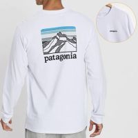 PATAGONIA เสื้อยืดผ้าฝ้ายแขนยาวกีฬาสันทนาการกลางแจ้งผู้ชายและผู้หญิงไม่มีซับในหัวพิมพ์ลายสิ่งแวดล้อม