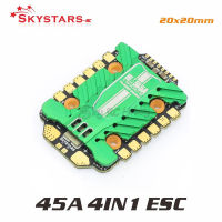 Skystars 4IN1 KM45A ESC 3-6S 32บิต BLHELI-32 20X20mm เครื่องควบคุมความเร็วอิเล็กทรอนิกส์ ESC สำหรับสำหรับแข่ง FPV RC มัลติโรเตอร์