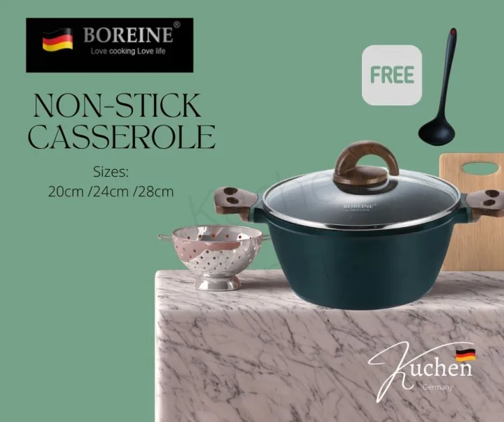 BOREINE GERMANY 20 24 28Cm NonStick DieCast Granite Casserole