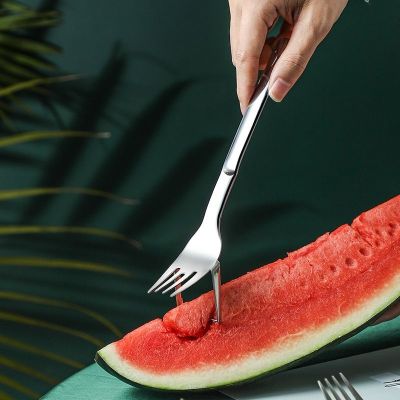 2 1 Watermelon Slicer with Fork Durable Cutter Cutting Ruler for Fruit Plate