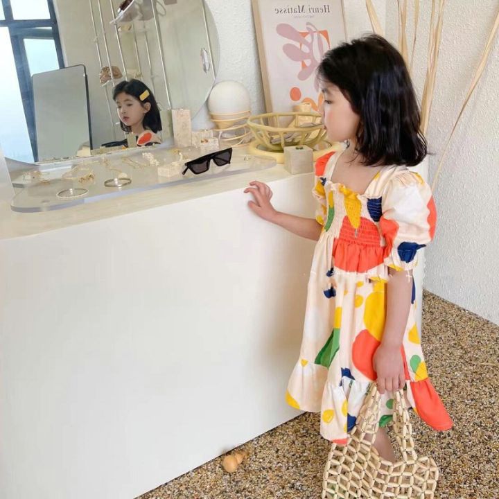 amila-กระโปรงเด็กผู้หญิงชุดเดรสลูกไม้แบบบล็อกมีจีบ-ชุดเจ้าหญิง2023ฤดูร้อนเสื้อผ้าเด็กขายต่างประเทศใหม่