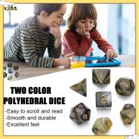 VJDA 7pcs/set D4 D6 D8 D10 D12 D20 Polyhedral ของเล่น แวววาว ชุดลูกเต๋า อุปกรณ์เสริมเกม ลูกเต๋า