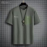 SUPEEON丨คอกลมหลวมผู้ชายเสื้อยืดลำลองเสื้อแขนสั้นพิมพ์ลายระบายอากาศบาง