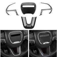 yonggax For Dodge Challenger Charger 2015-2021 Carbon Fiber Style ABS Interior Steering Wheel Trim Cover Button Frame Sticker Decoration