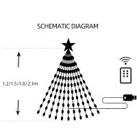 Christmas Tree Crystal Pendants Decor LED Light String 1.2m1.5m1.8m Festoon Fairy Lights New Year Party Decor Lamp Garland